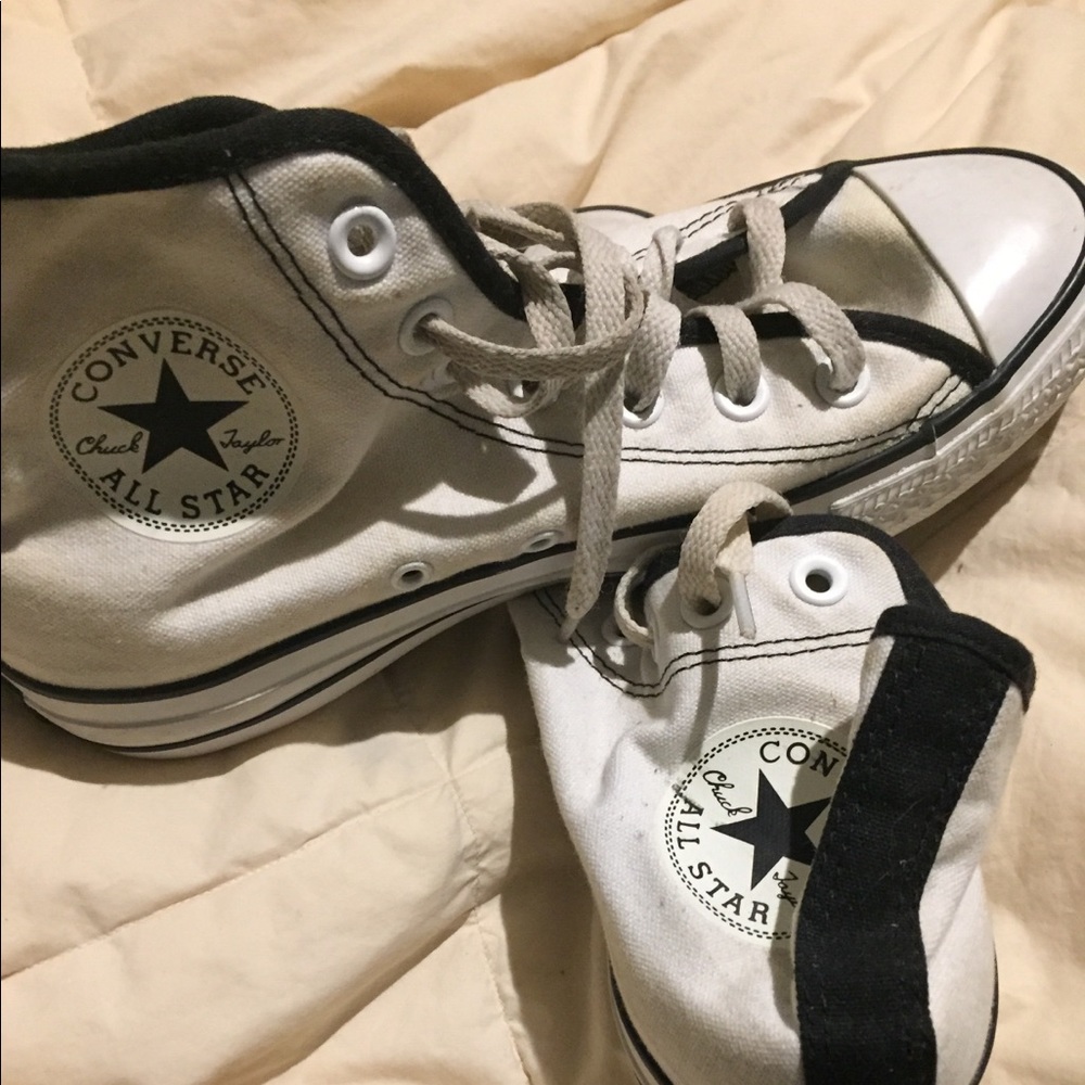 White unisex high top converse